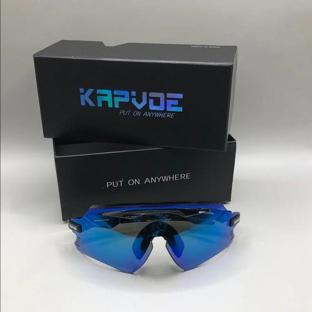 KAPVOE Sunglasses KE-X1 Kapvoe Sports Cycling Shield Sunglasses NEW Unisex Blue